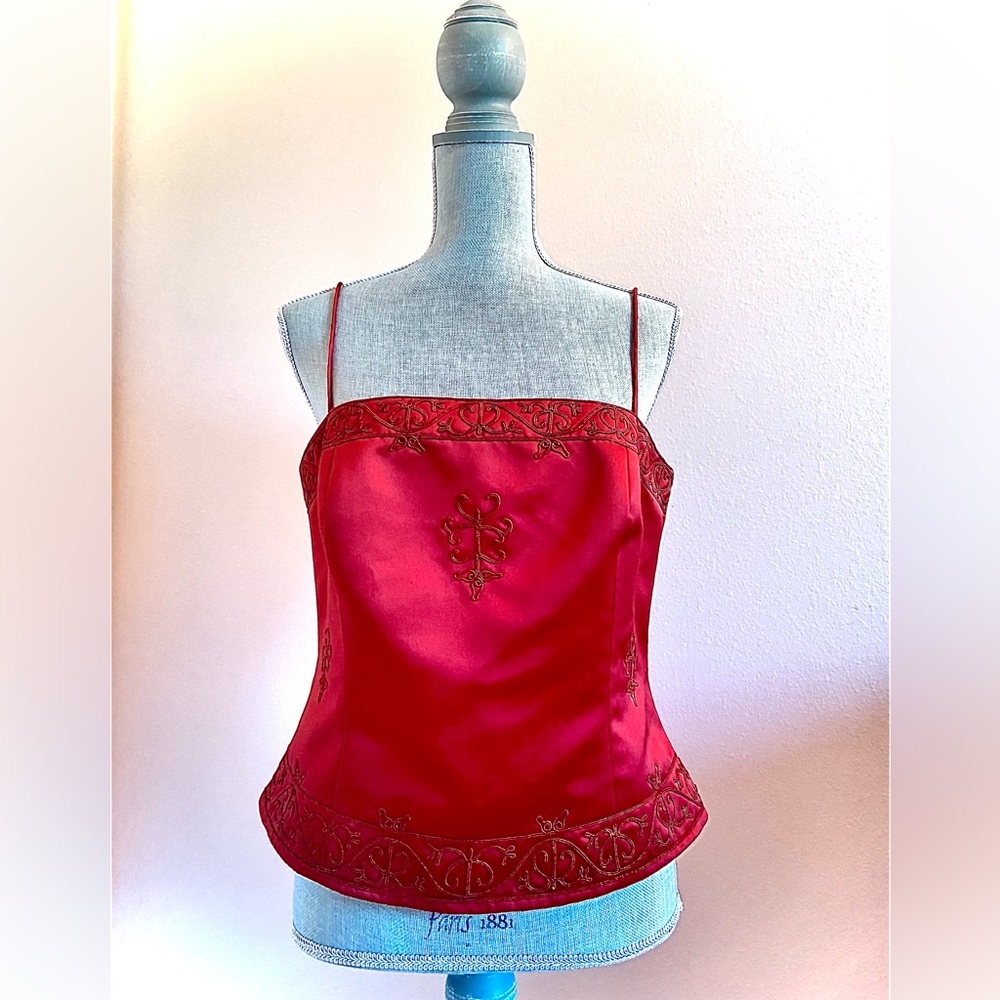 Red Michaelangelo Satin Embroidered Bustier Xmas NYE Swifty Valentines